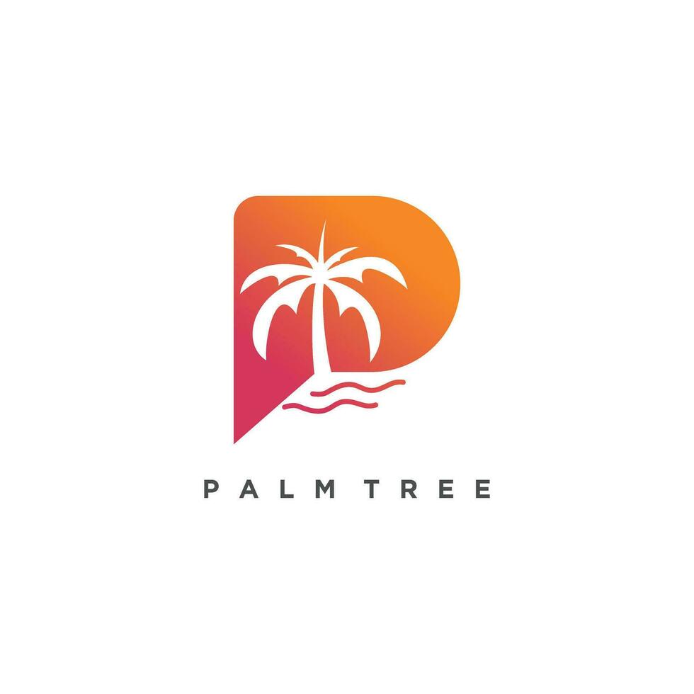 letra pags con palma árbol logo diseño vector