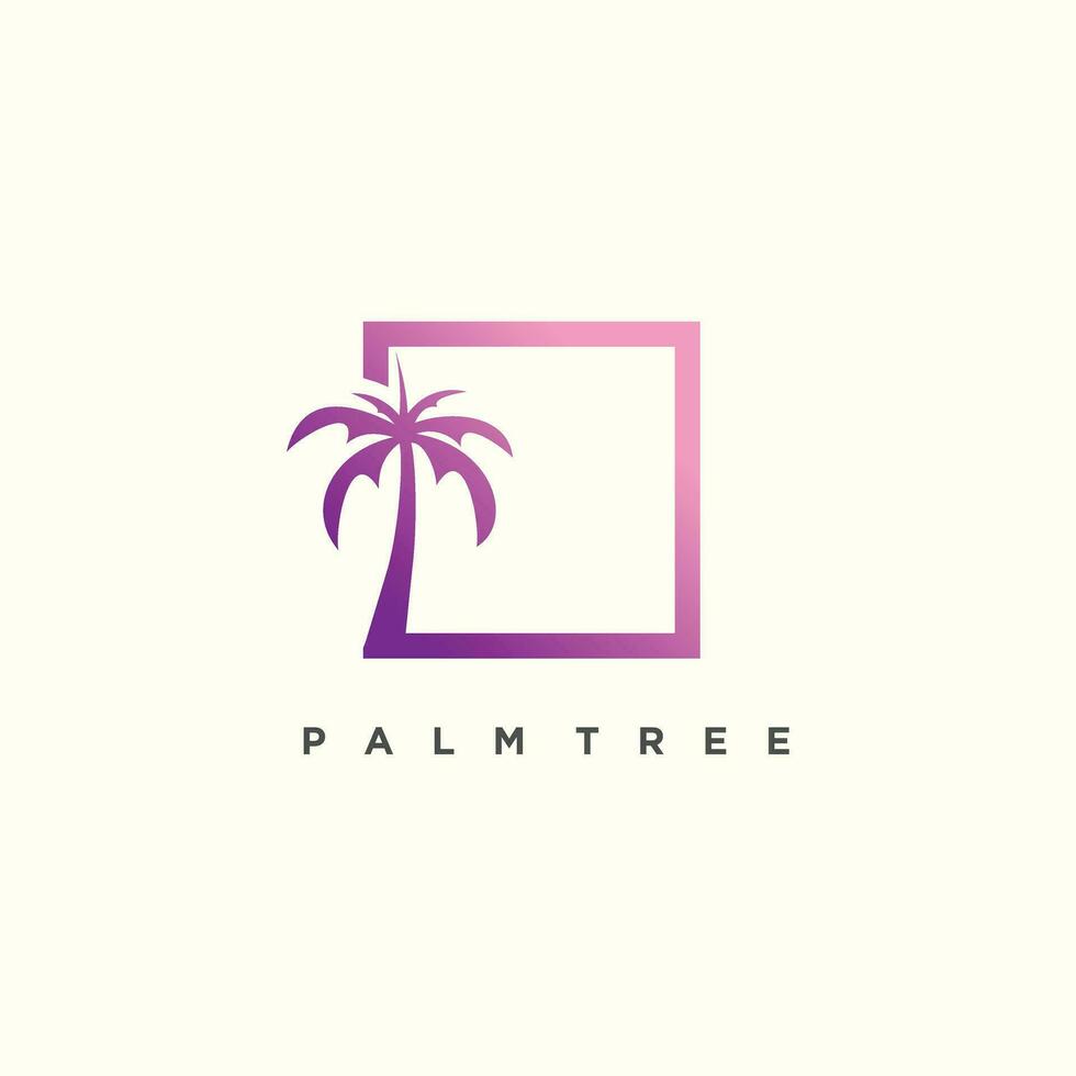 Palm tree with creative idea logo design vector