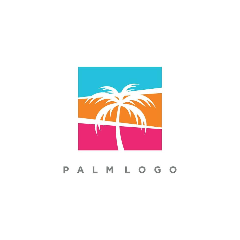Palm tree with creative idea logo design vector