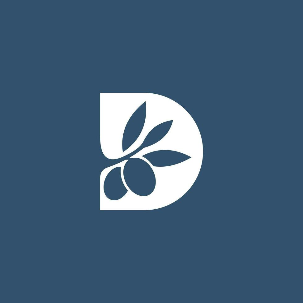 Olive logo design vector with modern letter D concept