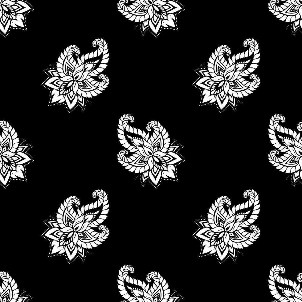 Damask seamless pattern. Fine vector traditional oriental black and white ornament