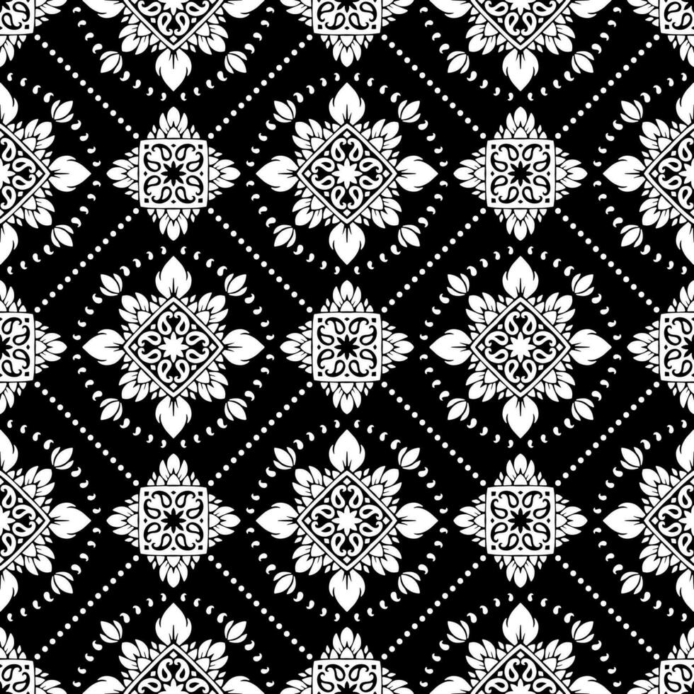 Damask seamless pattern. Fine vector traditional oriental black and white ornament