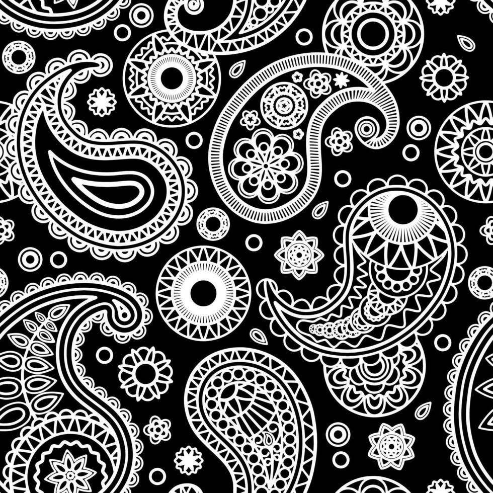 Damask seamless pattern. Fine vector traditional oriental black and white ornament