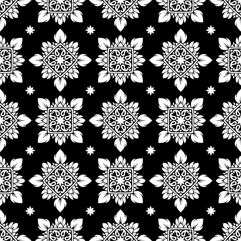 Damask seamless pattern. Fine vector traditional oriental black and white ornament
