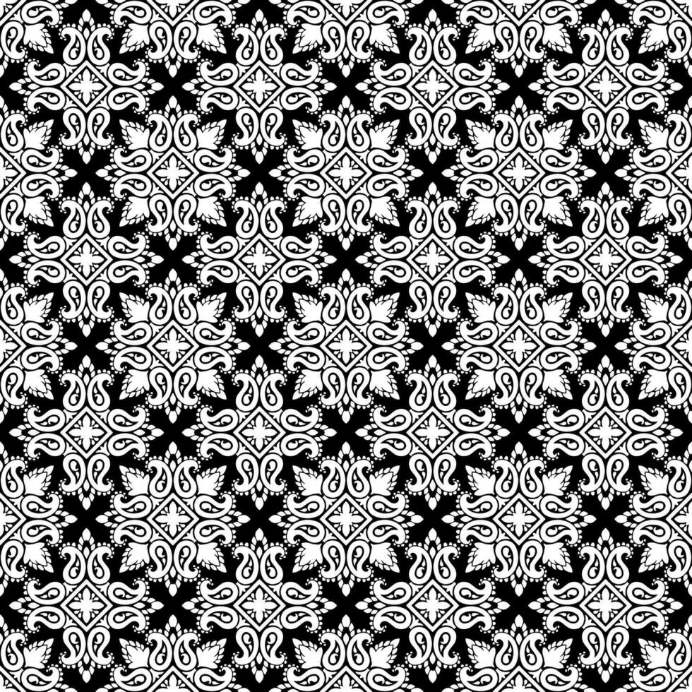 Damask seamless pattern. Fine vector traditional oriental black and white ornament