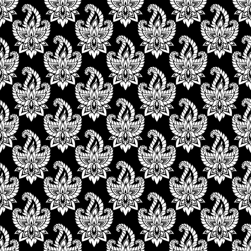 Damask seamless pattern. Fine vector traditional oriental black and white ornament