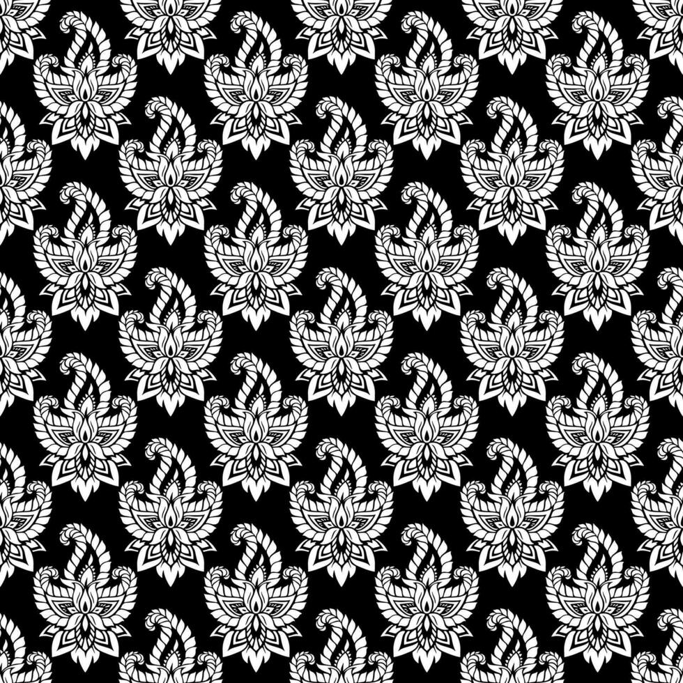 Damask seamless pattern. Fine vector traditional oriental black and white ornament