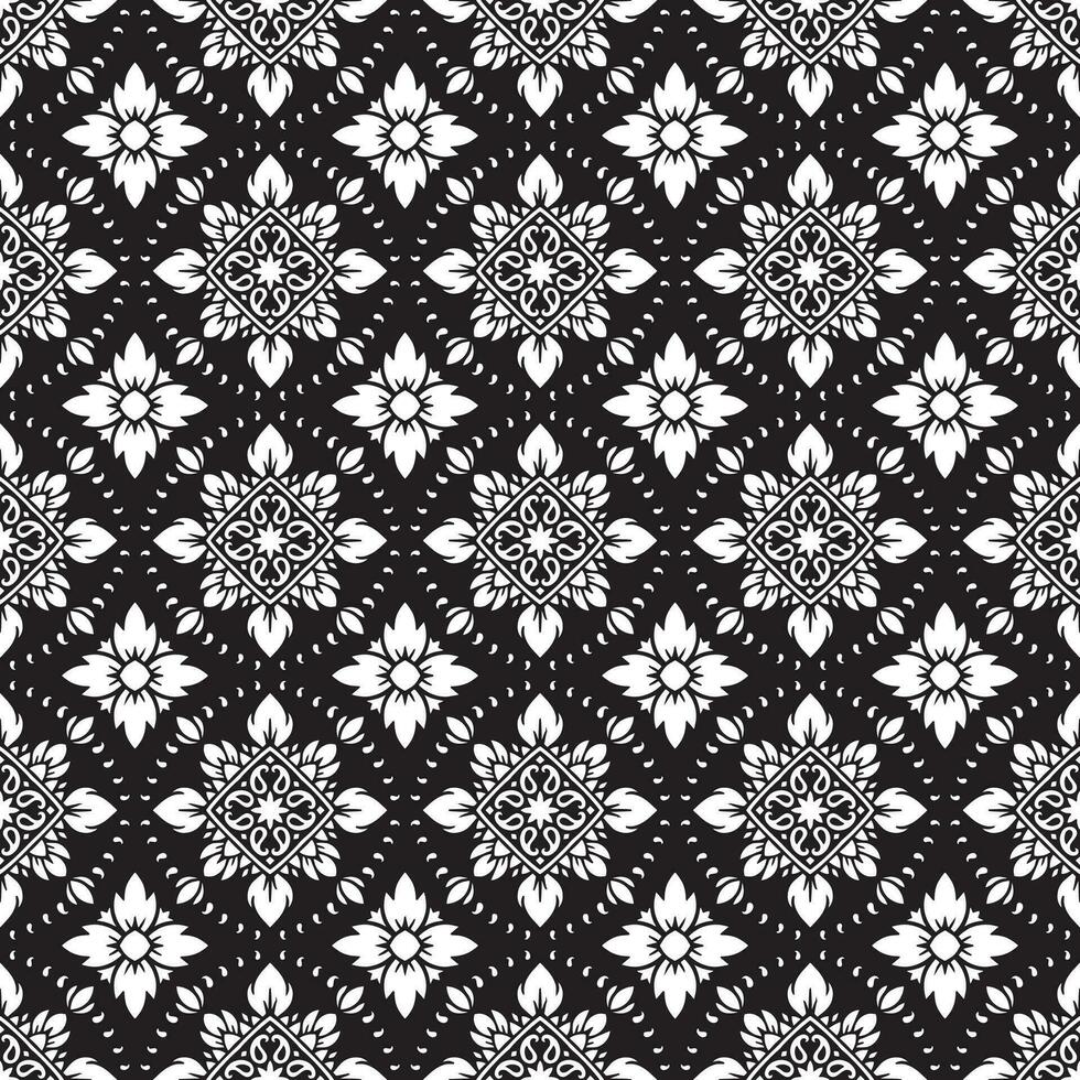Damask seamless pattern. Fine vector traditional oriental black and white ornament