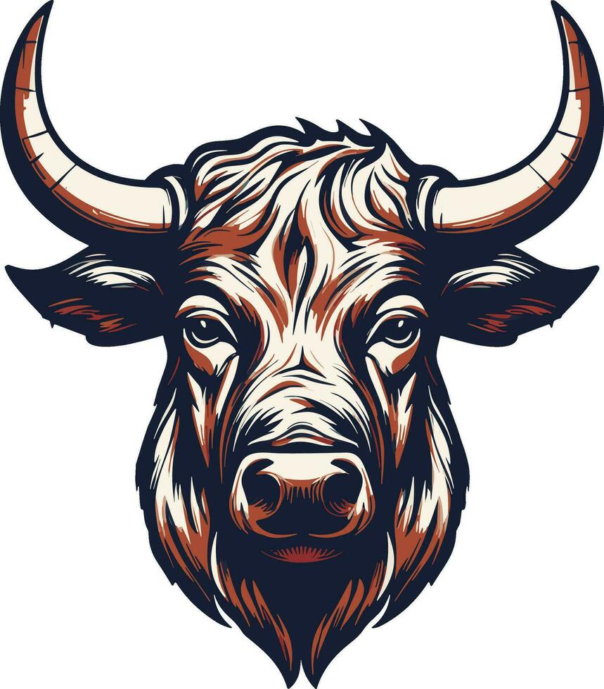 Cow head silhouette emblem logo label. Vector illustration.
