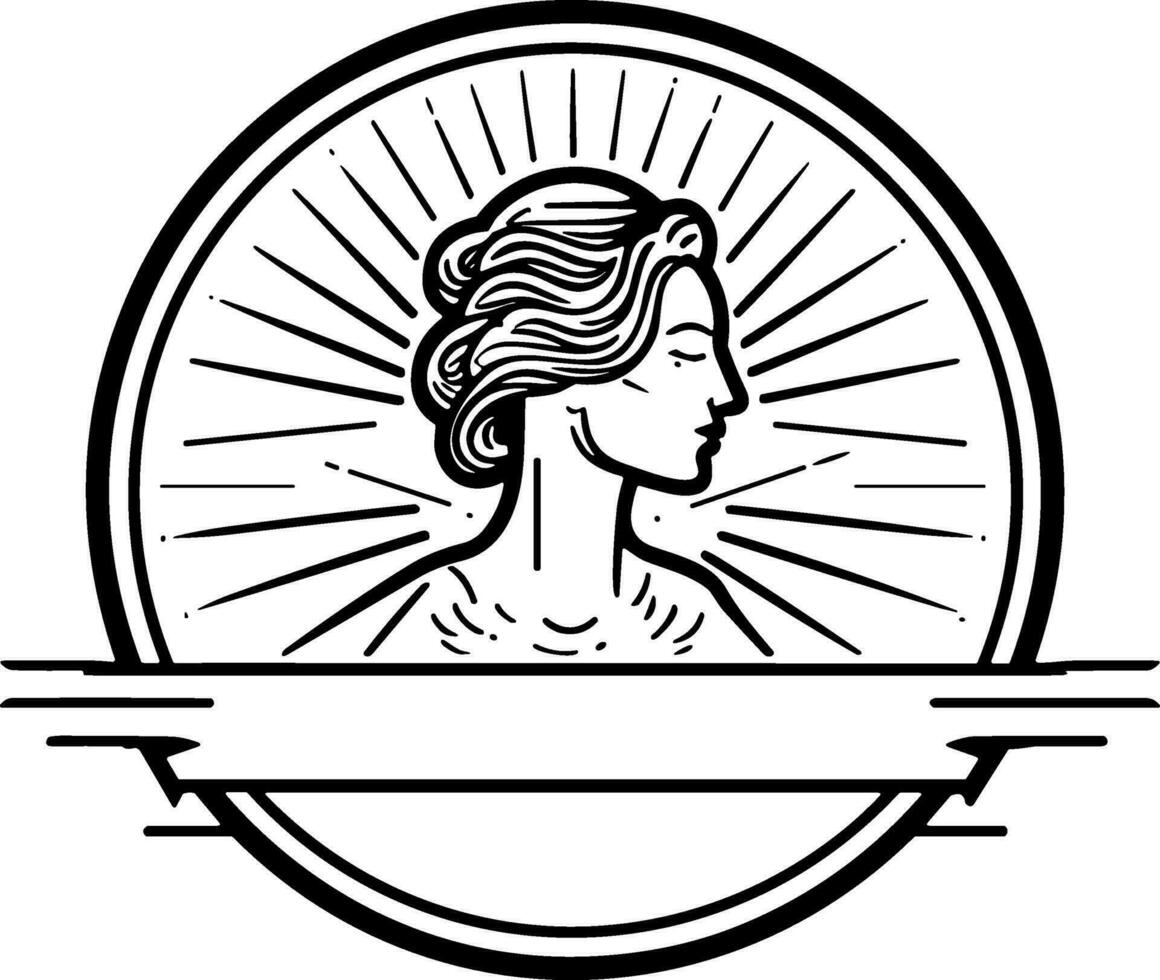 diseño de logotipo de mujer de belleza con insignia circular vector