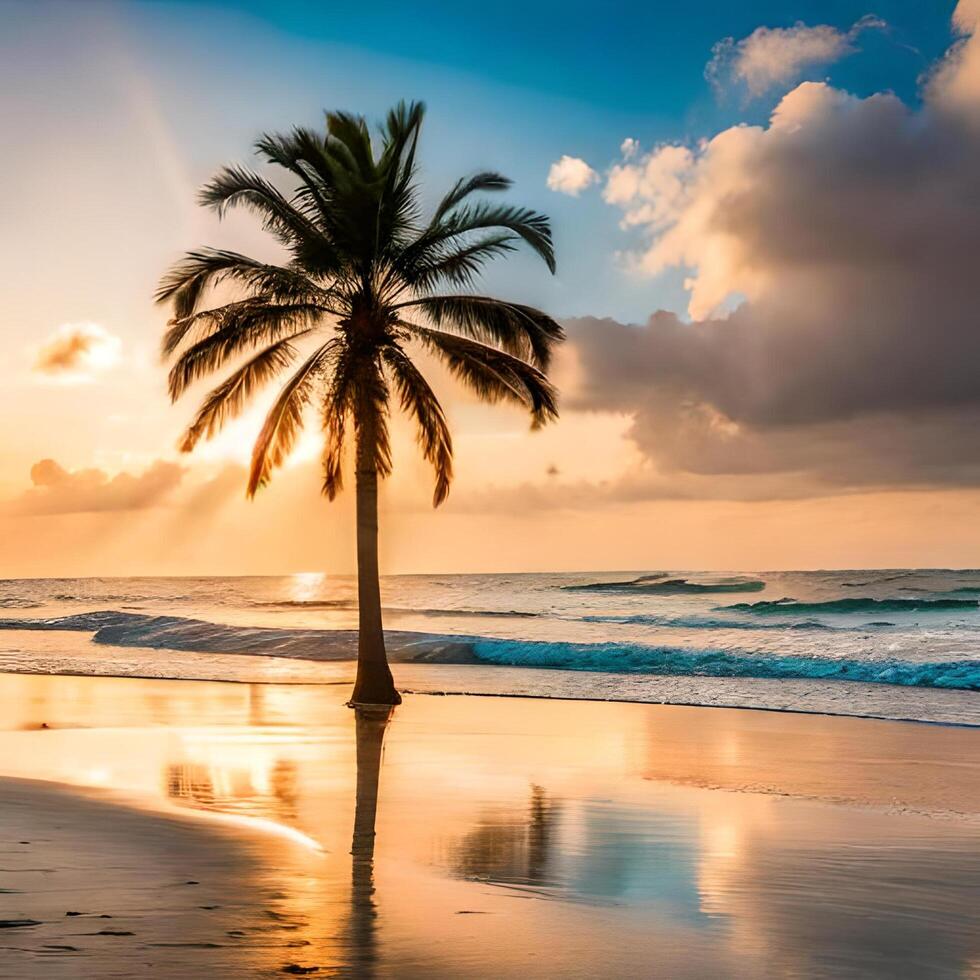 Beach Day With Palm Trees photo