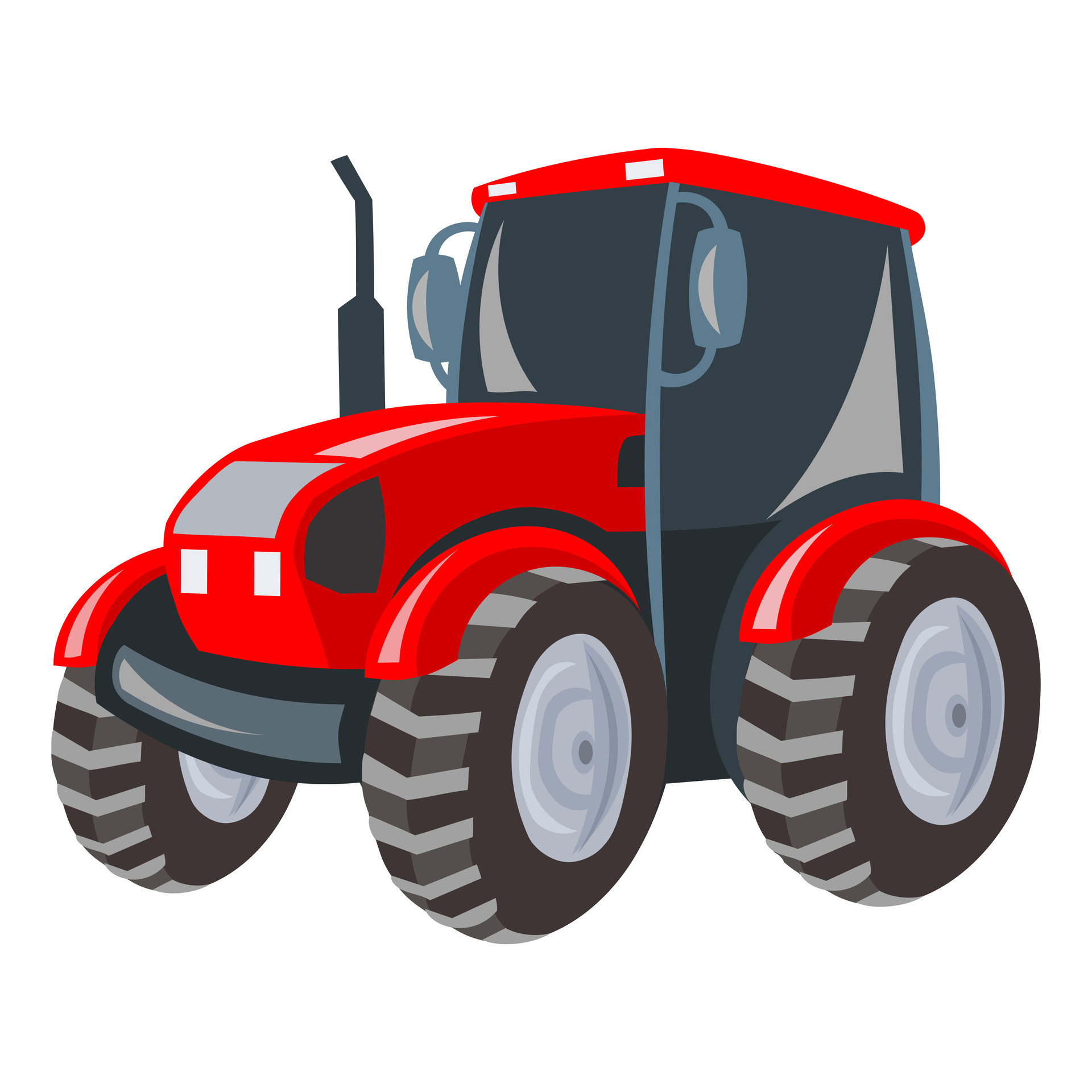 Red tractor on white background - vector image. Agriculture and rural
