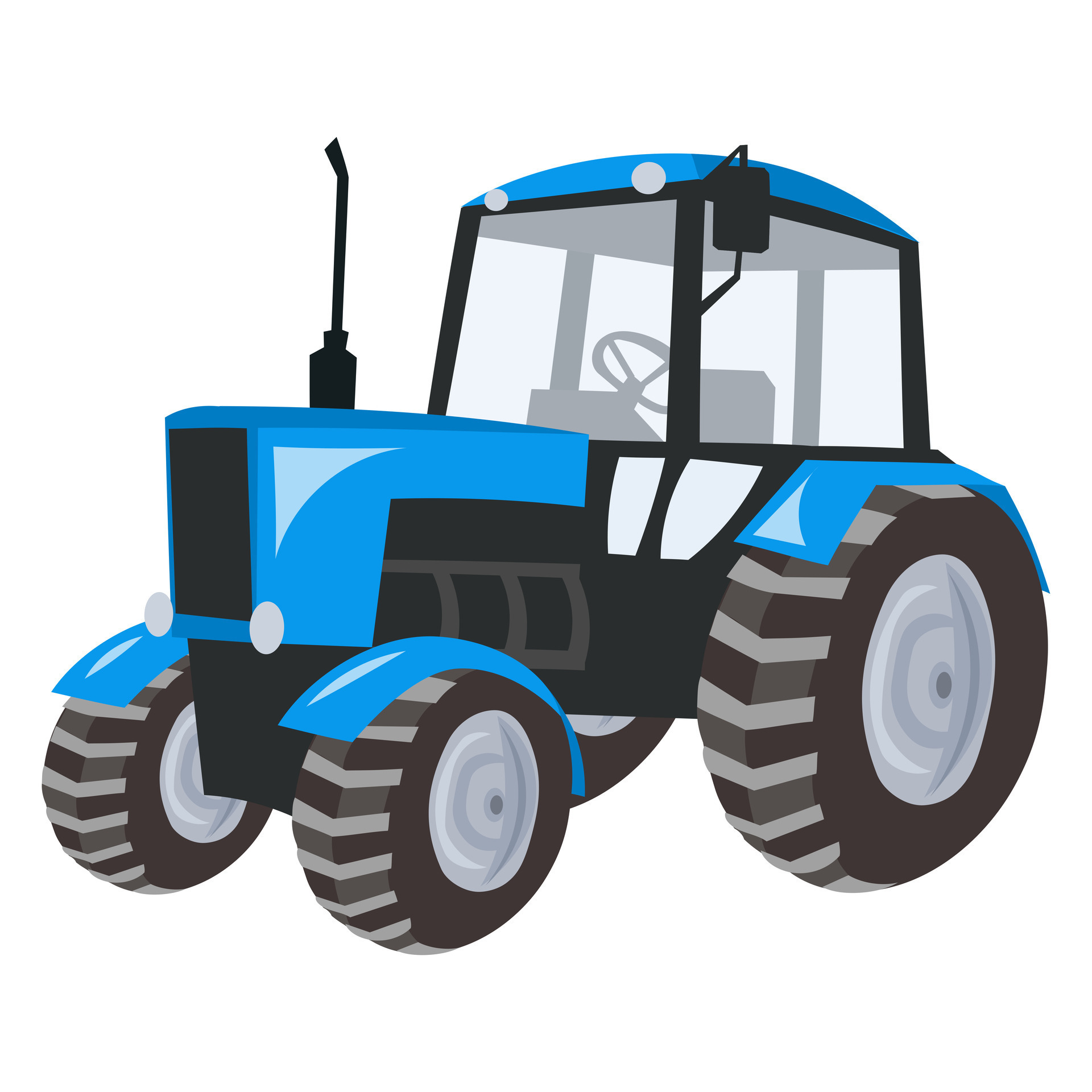 Blue tractor on white background vector image. Agriculture and rural