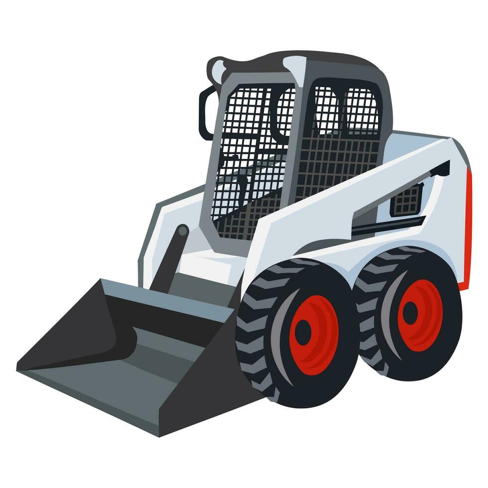 BobCat loader on white background - vector image. Construction equipment concept