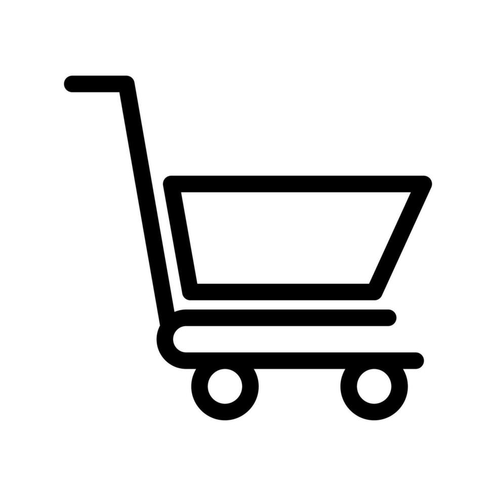 compras carro icono en de moda línea estilo diseño. vector gráfico ilustración. compras carro símbolo para sitio web, logo, aplicación y interfaz diseño. negro icono