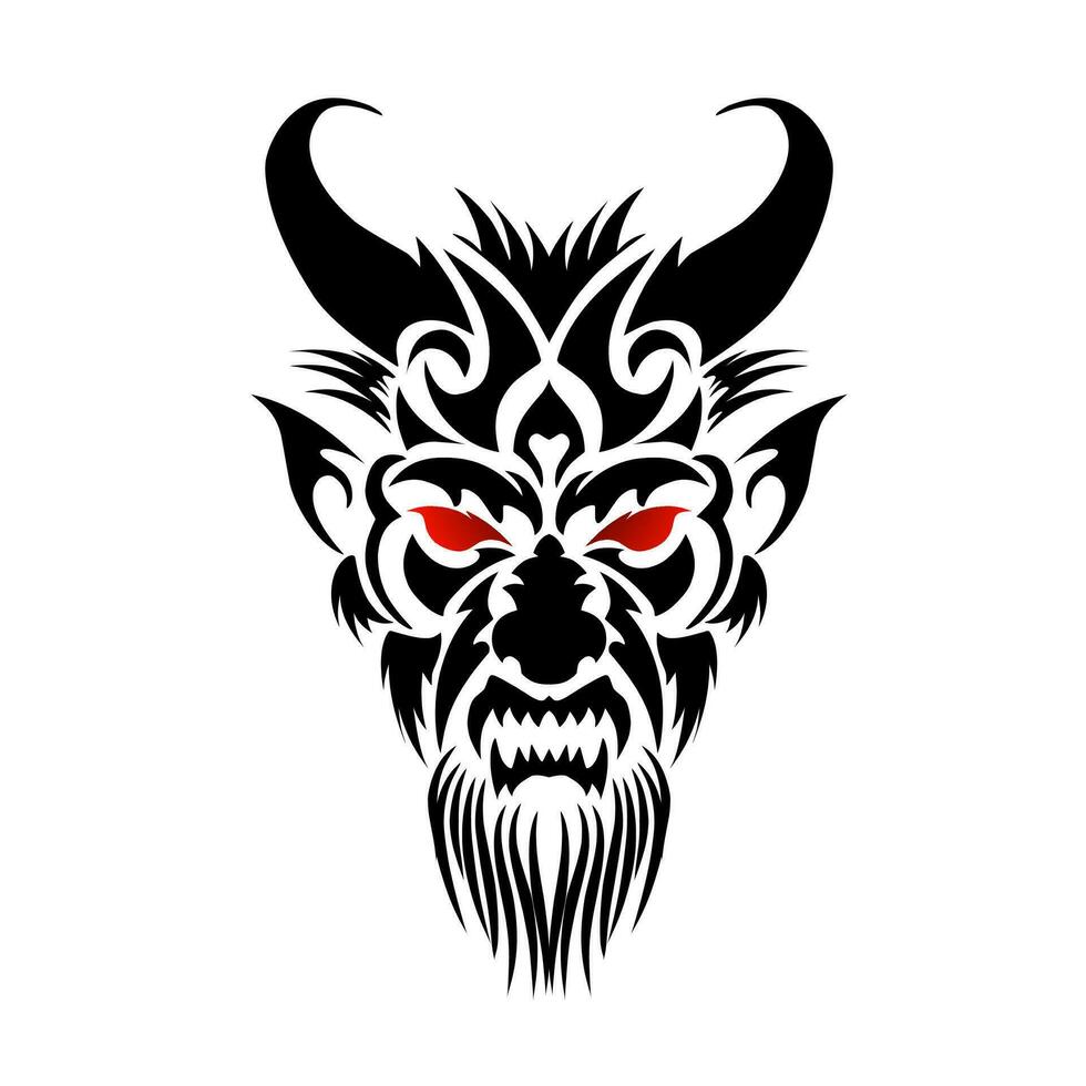 Illustration vector graphic of tribal art head face devil with red eyes