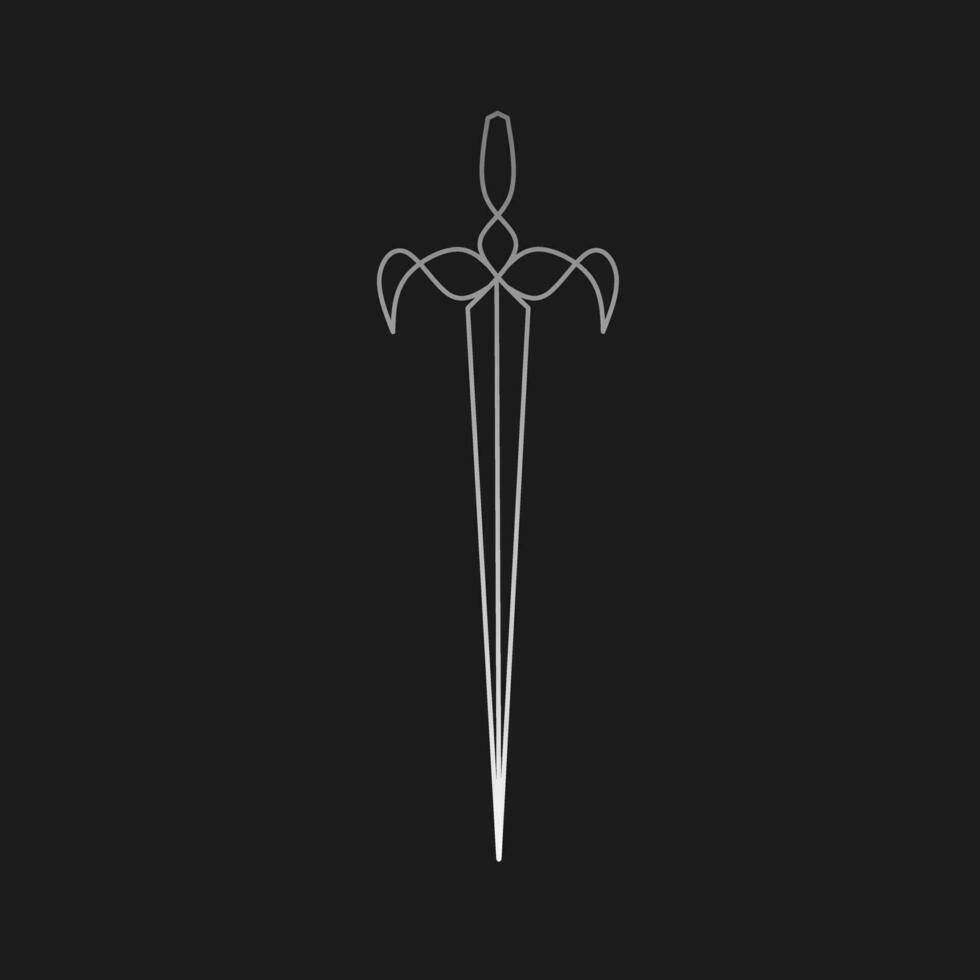 ilustración vector gráfico de símbolo logo espada diseño monoline estilo