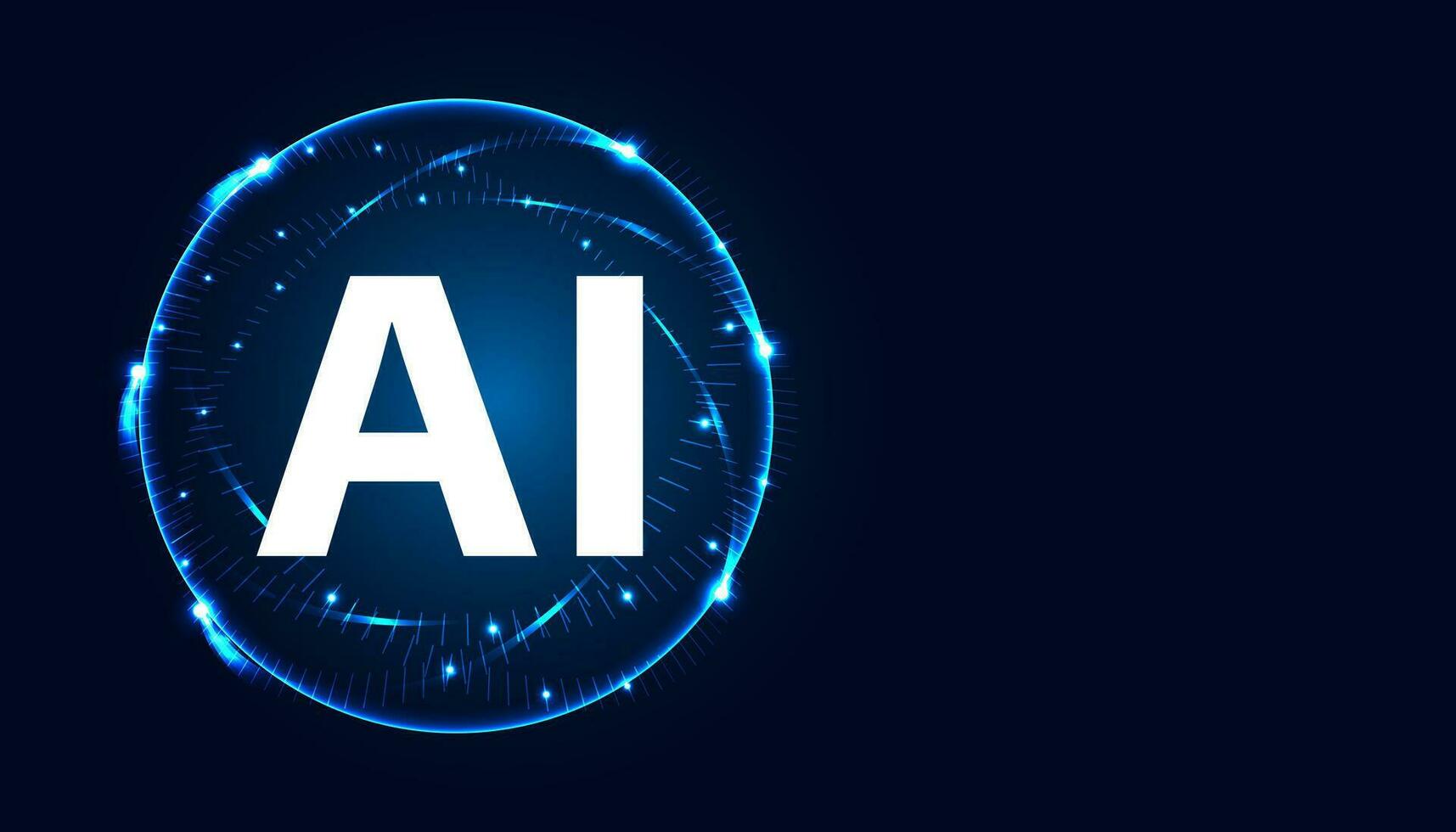 resumen mundo artificial inteligencia en circulo digital y tecnología antecedentes con computadora sistemas ligero azul. vector