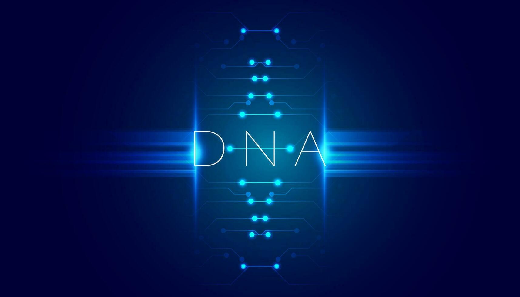 Abstract dna circuit board concept artificial intelligence dna editing helix on blue background futuristic modern high tech vector