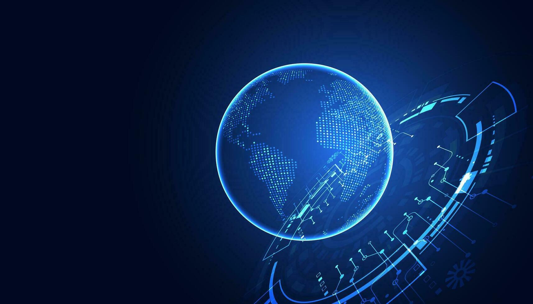 Abstract world circle circuit board speed futuristic modern on blue background vector