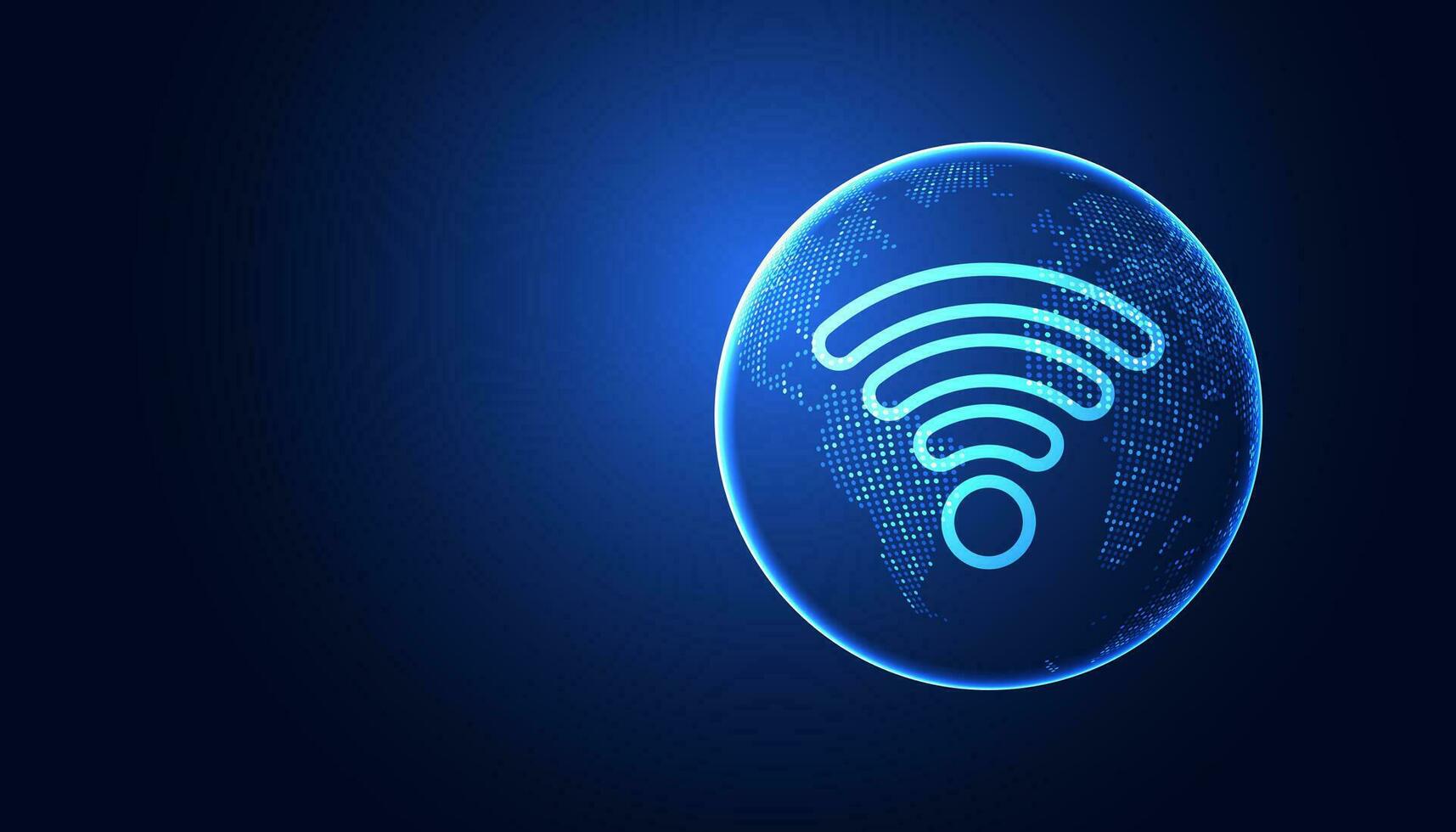 Abstract world wifi connection concept connection network people communication On a blue background, futuristic, modern vector