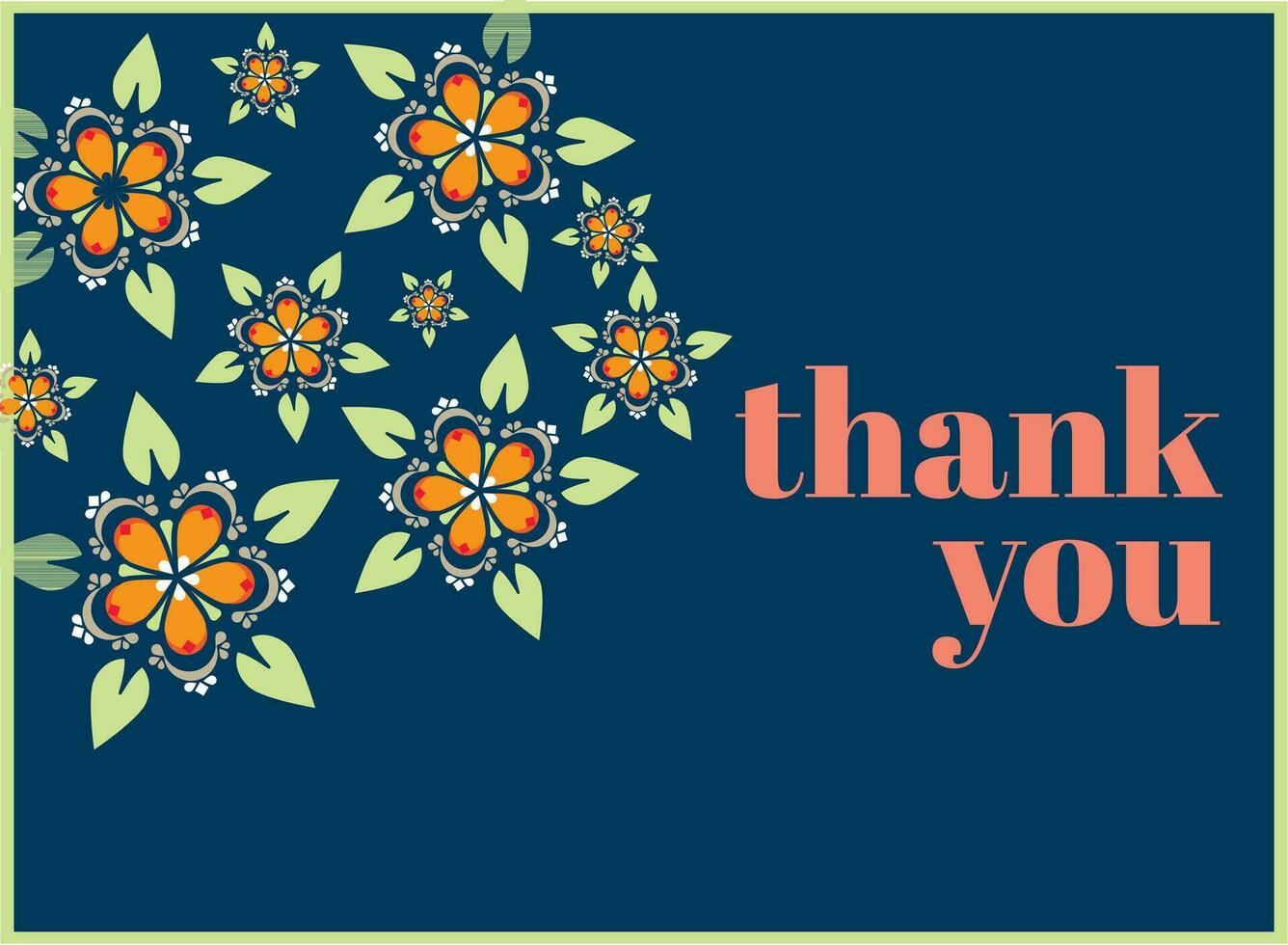 retro floral thank you vector