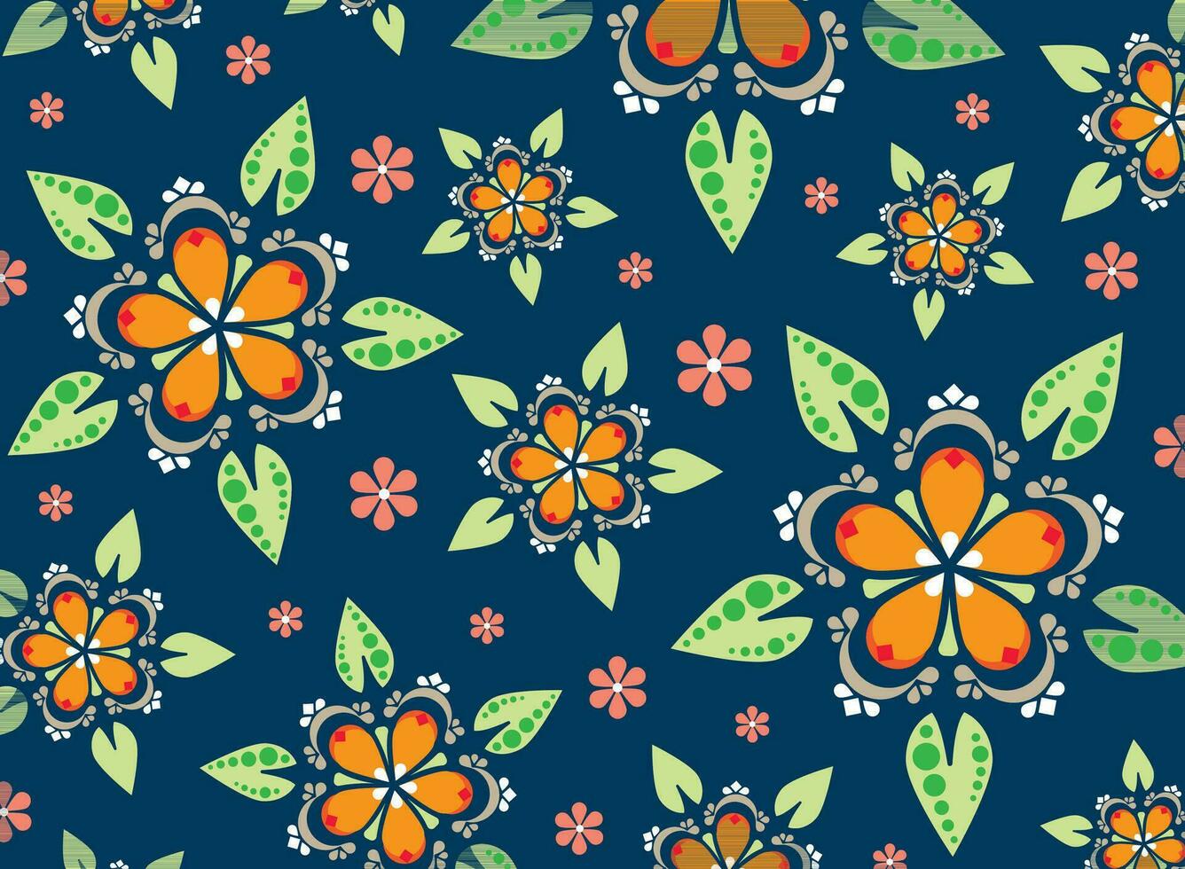 retro floral backround vector