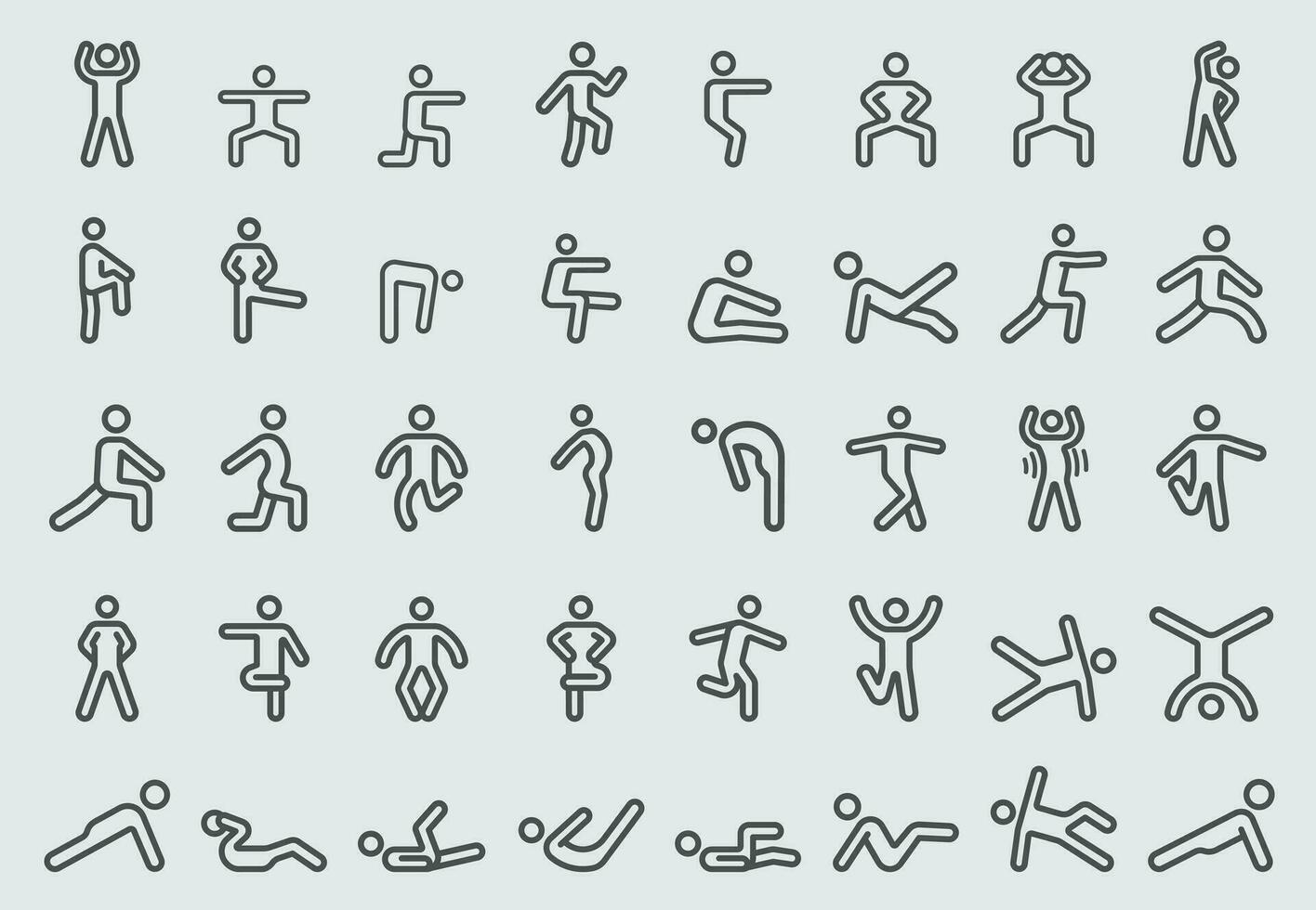 Vector line icons of Human exercise