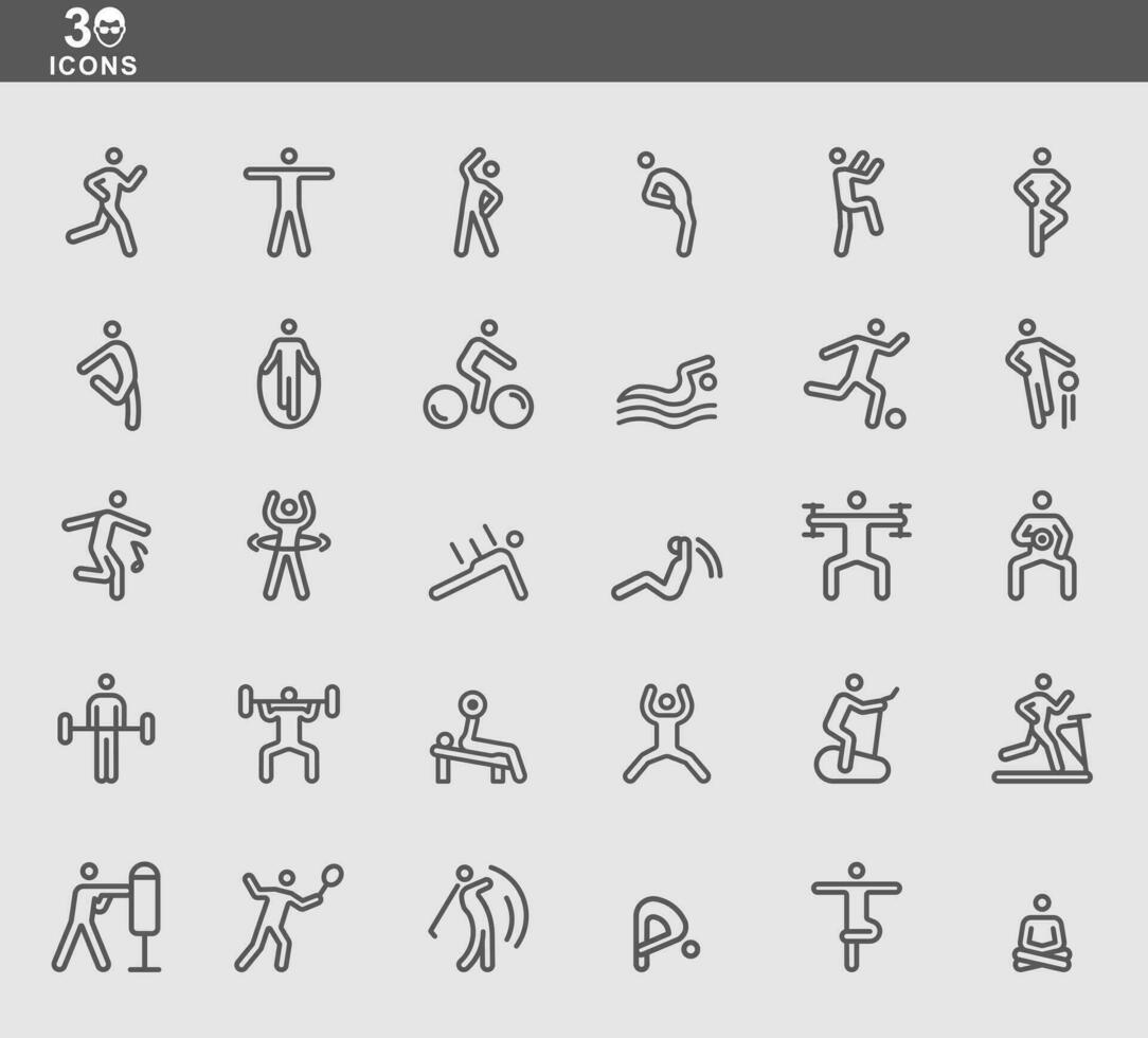 Vector line icons of Exercise for Health