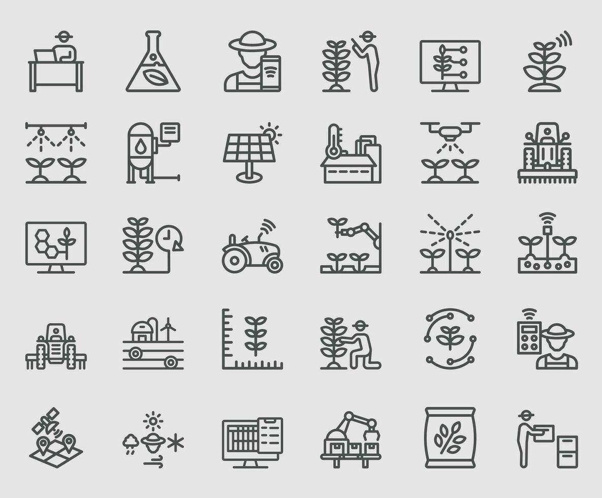 Line icons set for Smart farmer vector