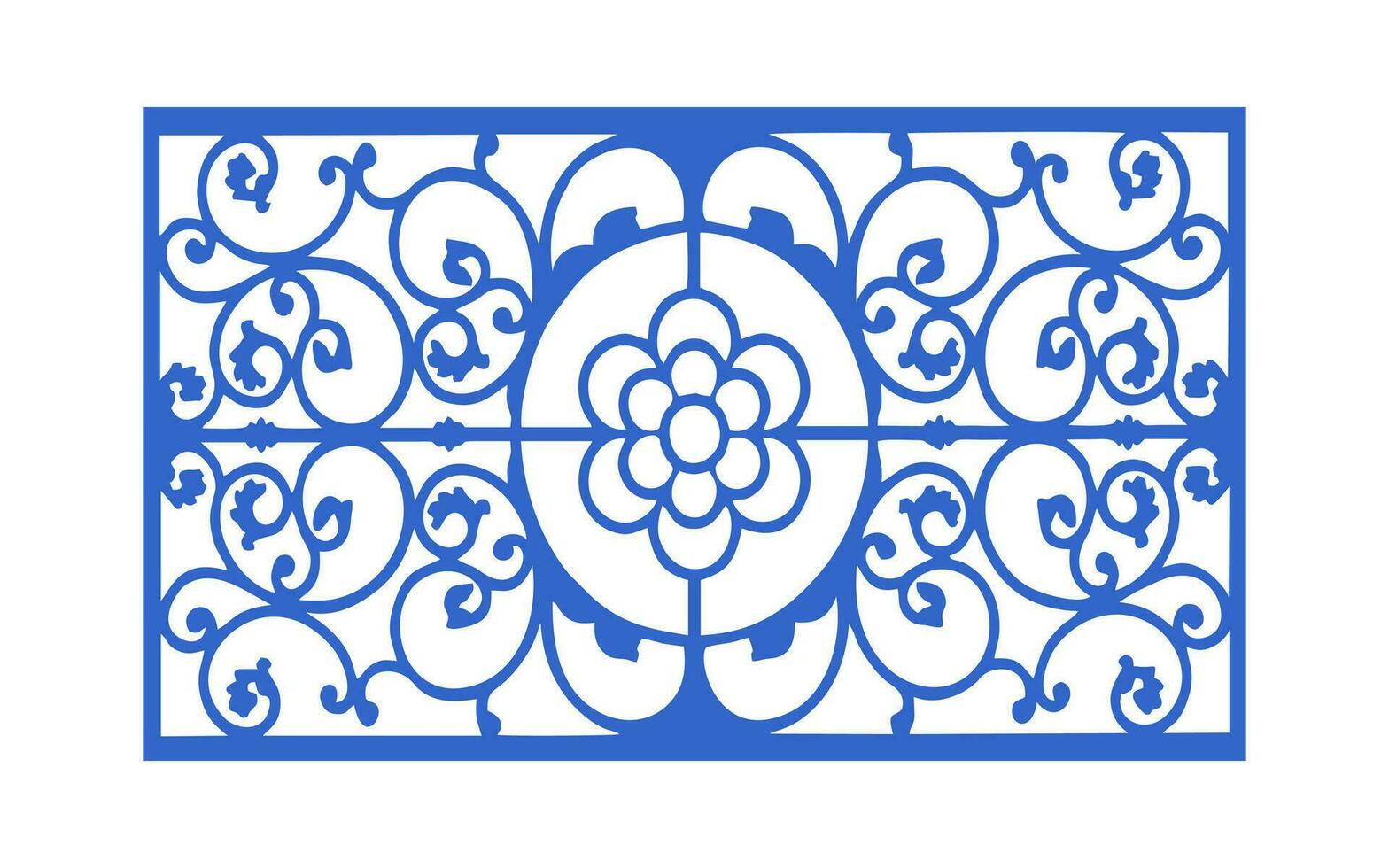 Decorative blue patterns, Islamic, floral and geometric template for cnc laser cutting vector