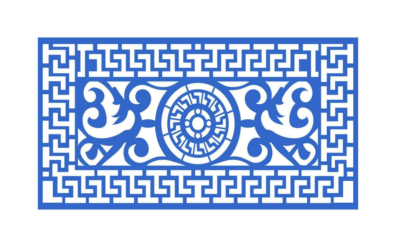 Decorative blue patterns, Islamic, floral and geometric template for cnc laser cutting vector