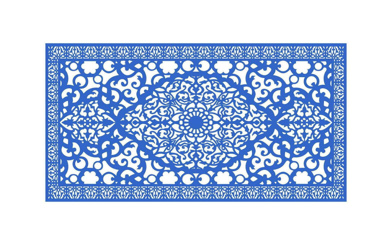 Decorative blue patterns, Islamic, floral and geometric template for cnc laser cutting vector