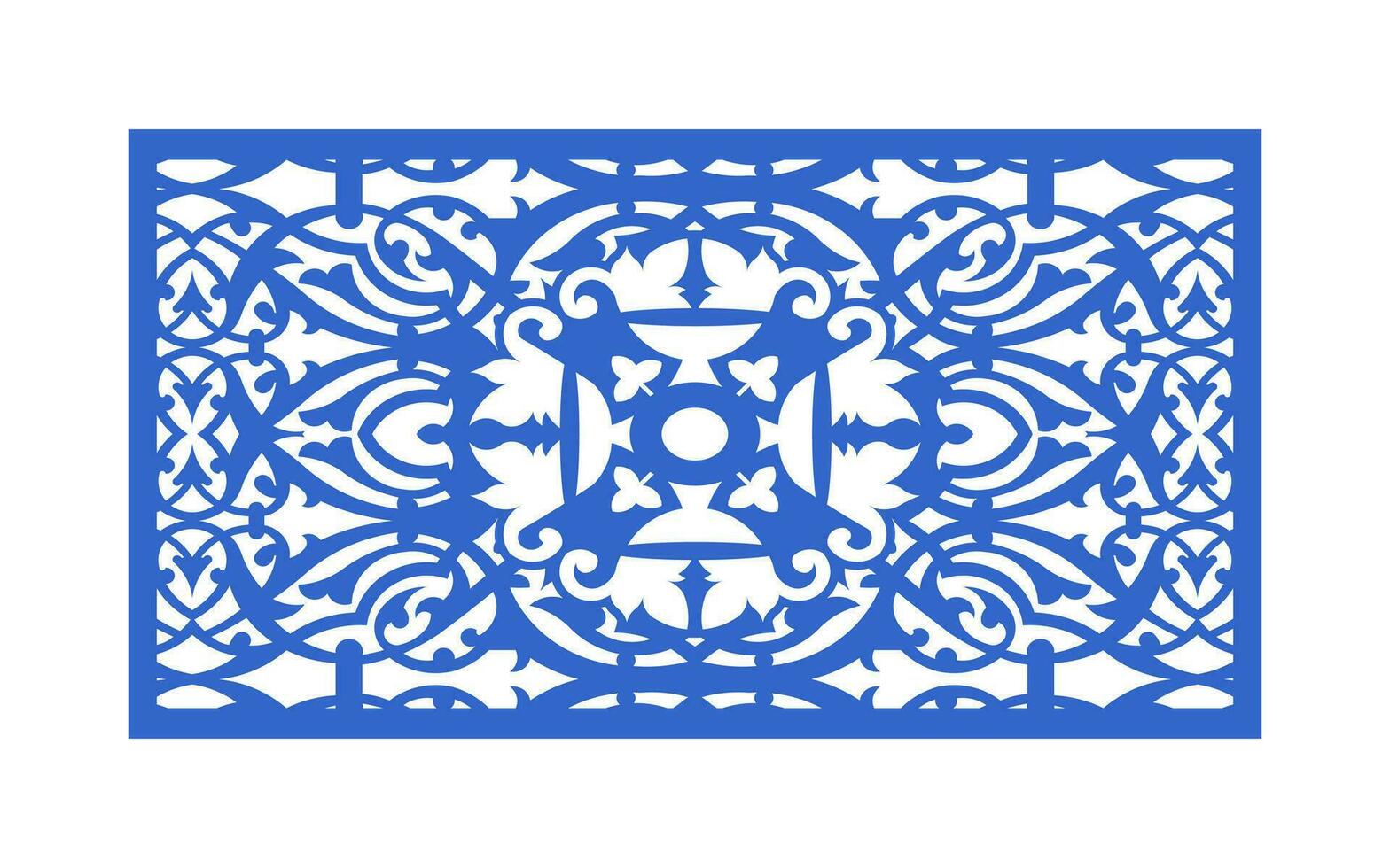 Decorative blue patterns, Islamic, floral and geometric template for cnc laser cutting vector