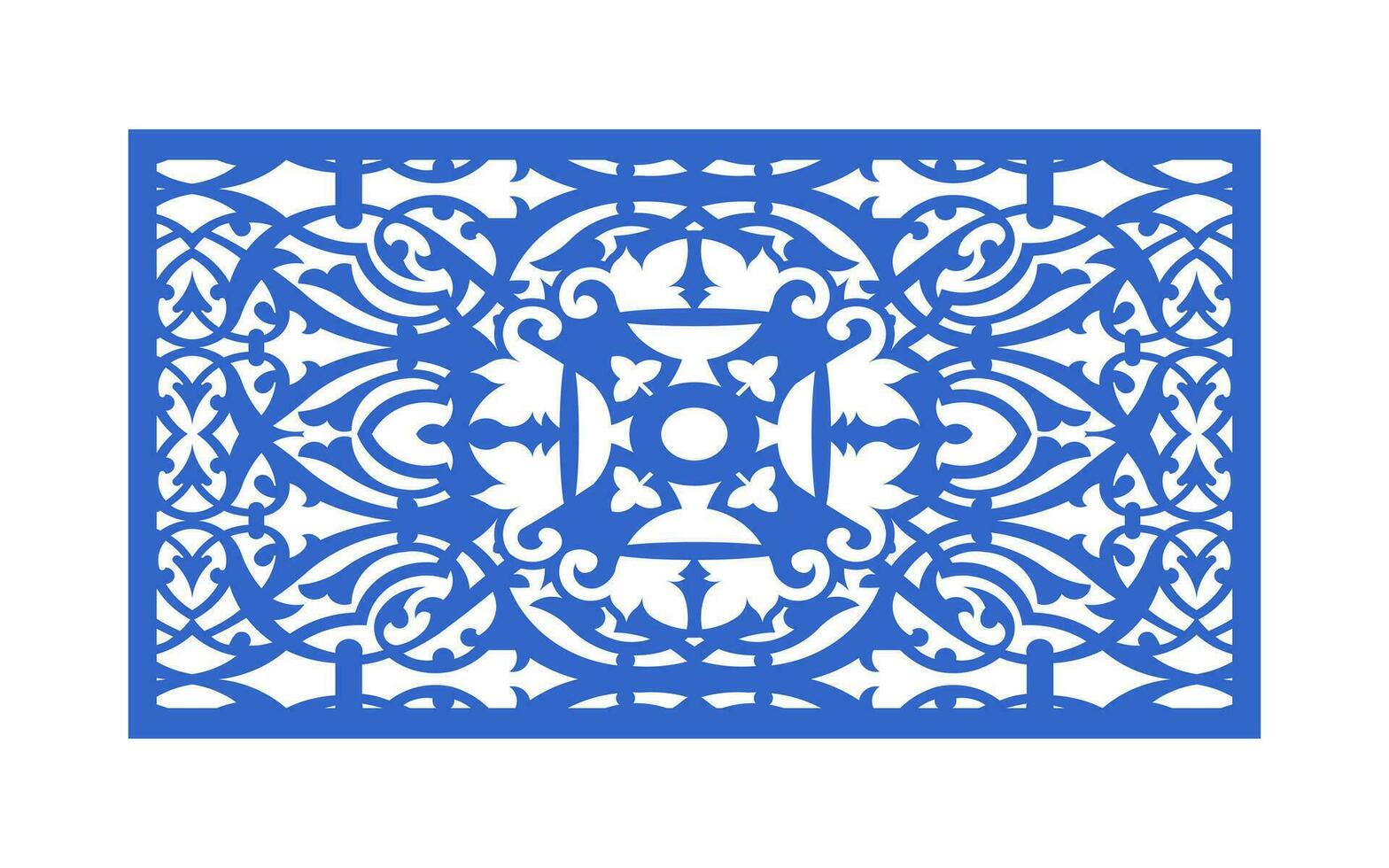 Decorative blue patterns, Islamic, floral and geometric template for cnc laser cutting vector