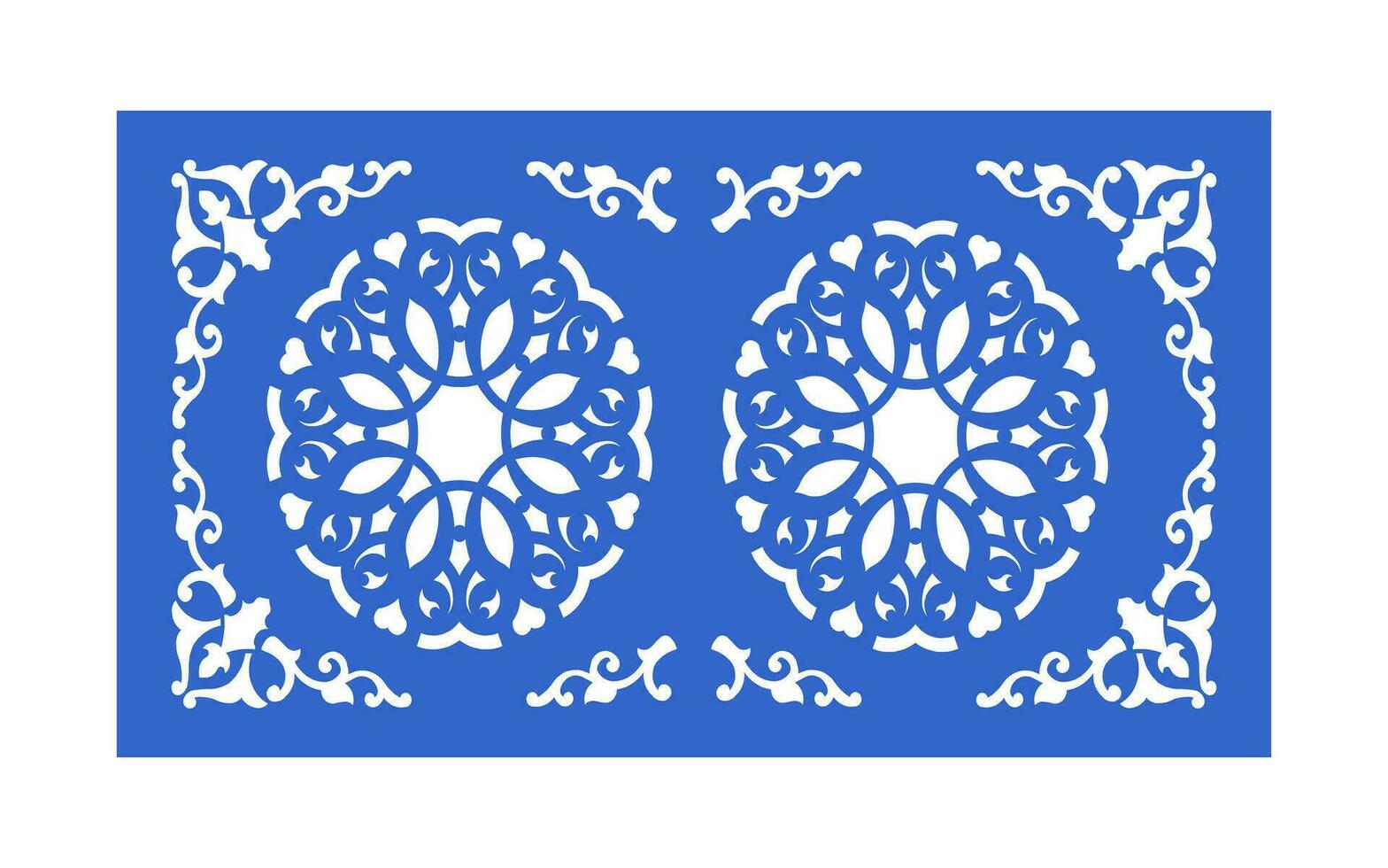 Decorative blue patterns, Islamic, floral and geometric template for cnc laser cutting vector