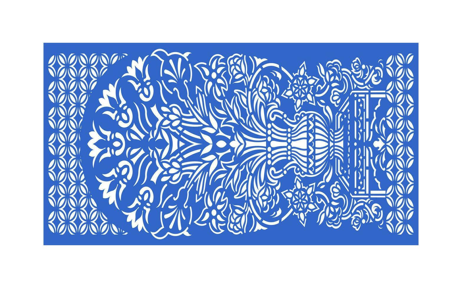 Decorative blue patterns, Islamic, floral and geometric template for cnc laser cutting vector