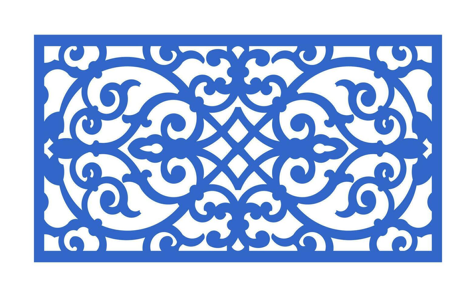 Decorative blue patterns, Islamic, floral and geometric template for cnc laser cutting vector