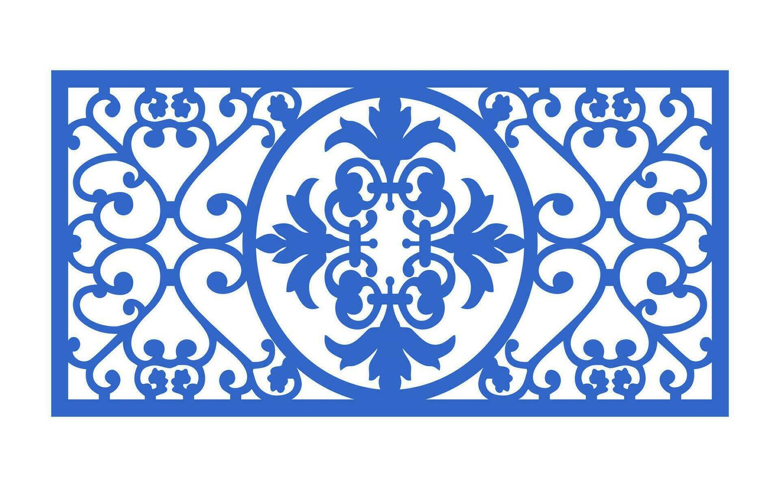 Decorative blue patterns, Islamic, floral and geometric template for cnc laser cutting vector