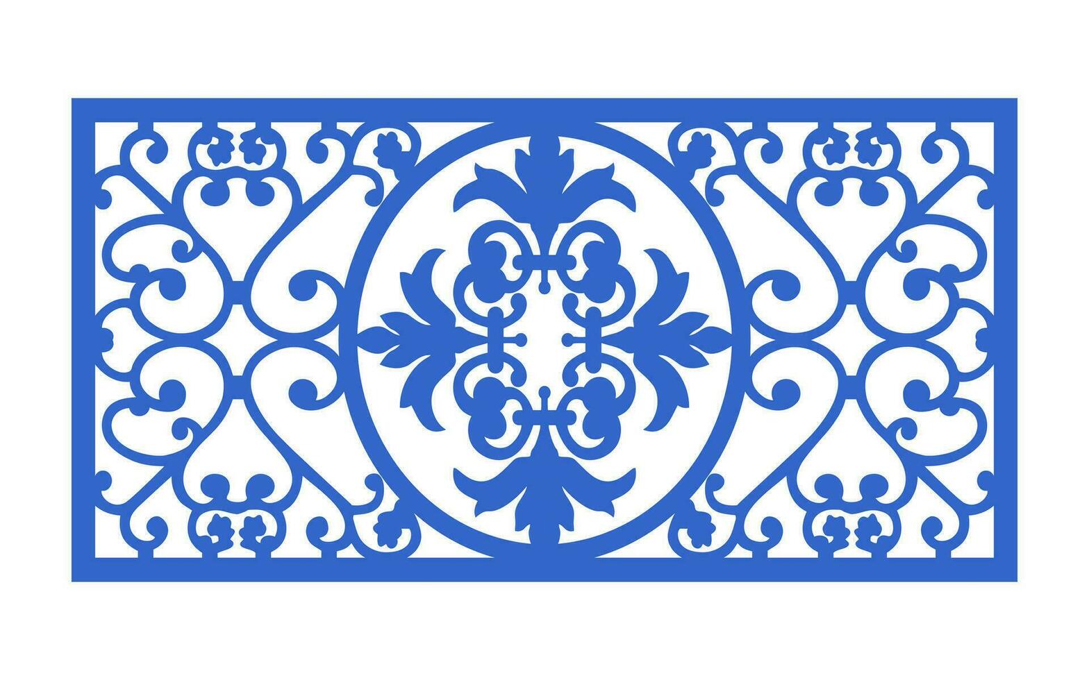 decorativo azul patrones, islámico, floral y geométrico modelo para cnc láser corte vector