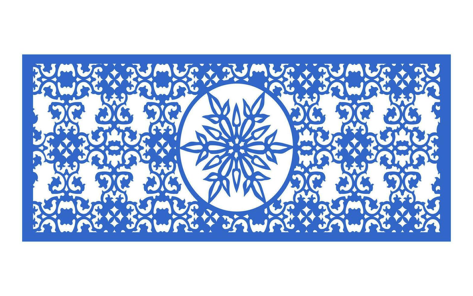 Decorative blue patterns, Islamic, floral and geometric template for cnc laser cutting vector