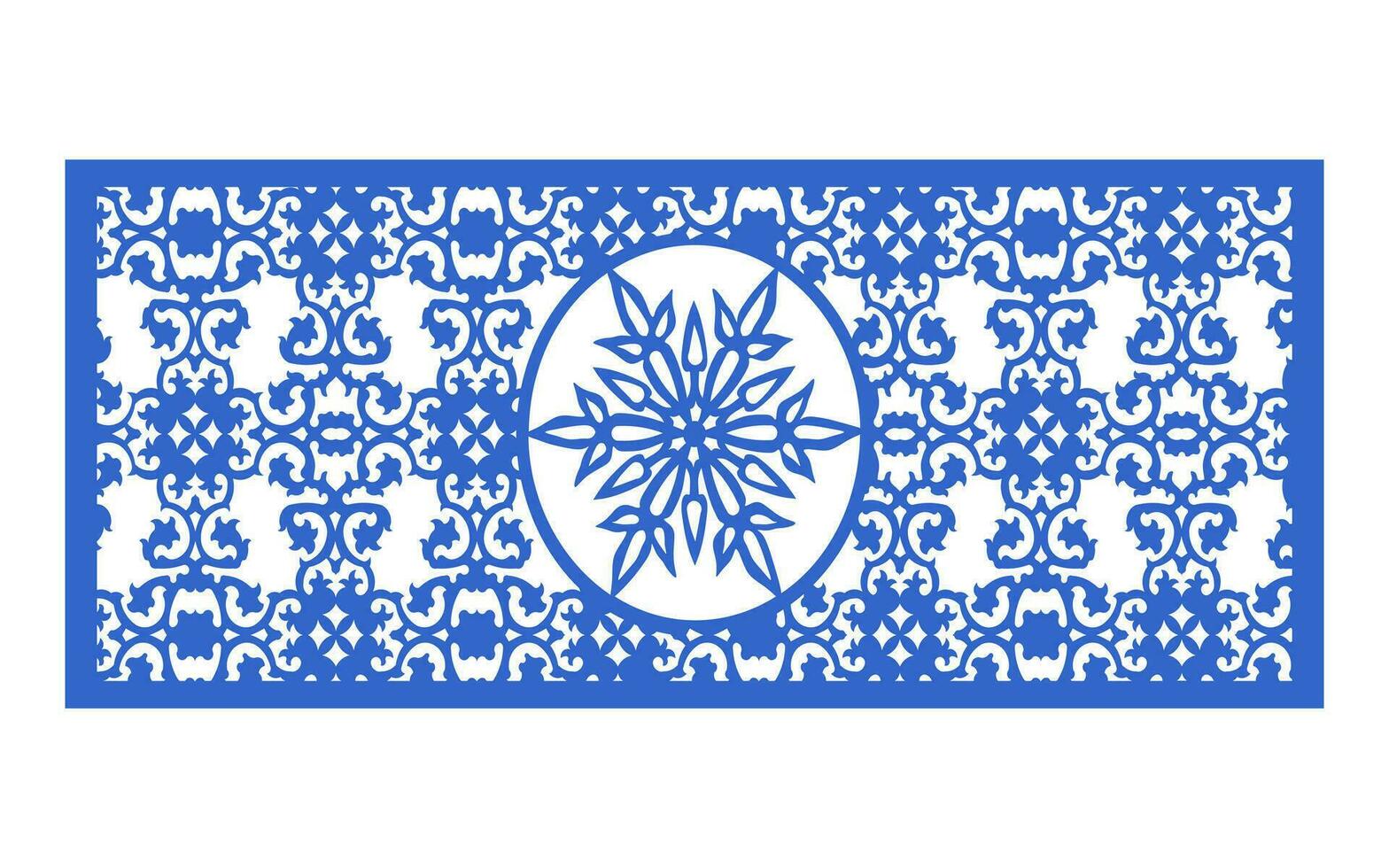 Decorative blue patterns, Islamic, floral and geometric template for cnc laser cutting vector