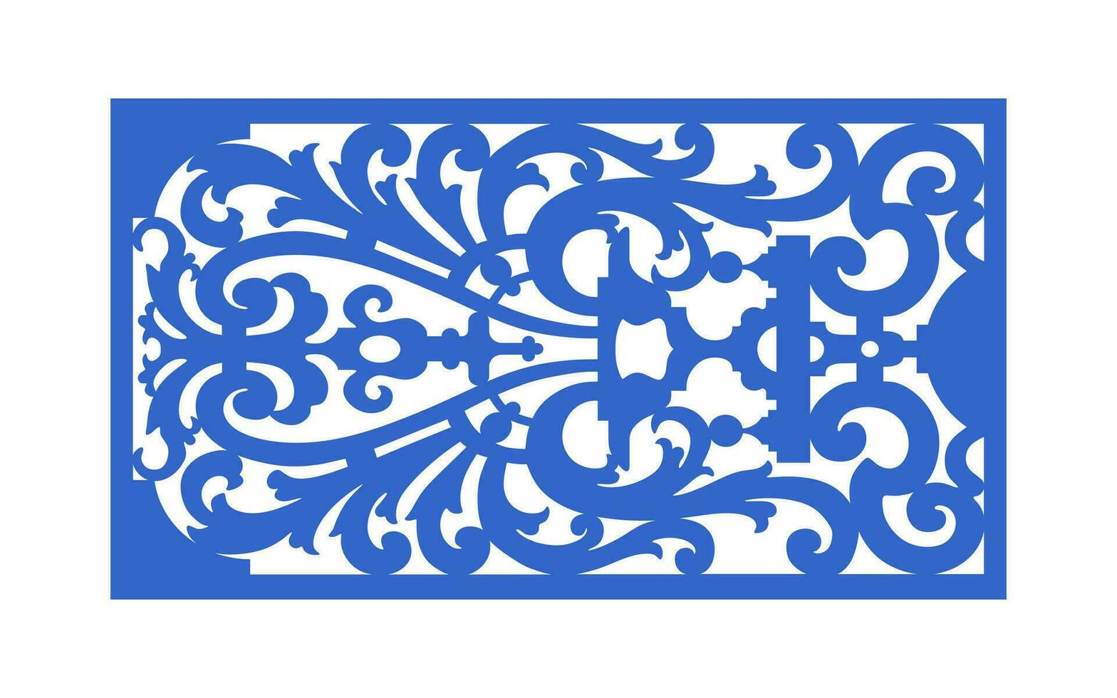 Decorative blue patterns, Islamic, floral and geometric template for cnc laser cutting vector