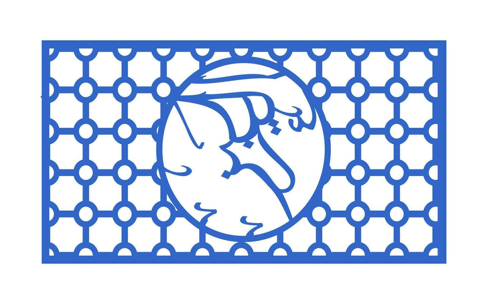 Decorative blue patterns, Islamic, floral and geometric template for cnc laser cutting vector