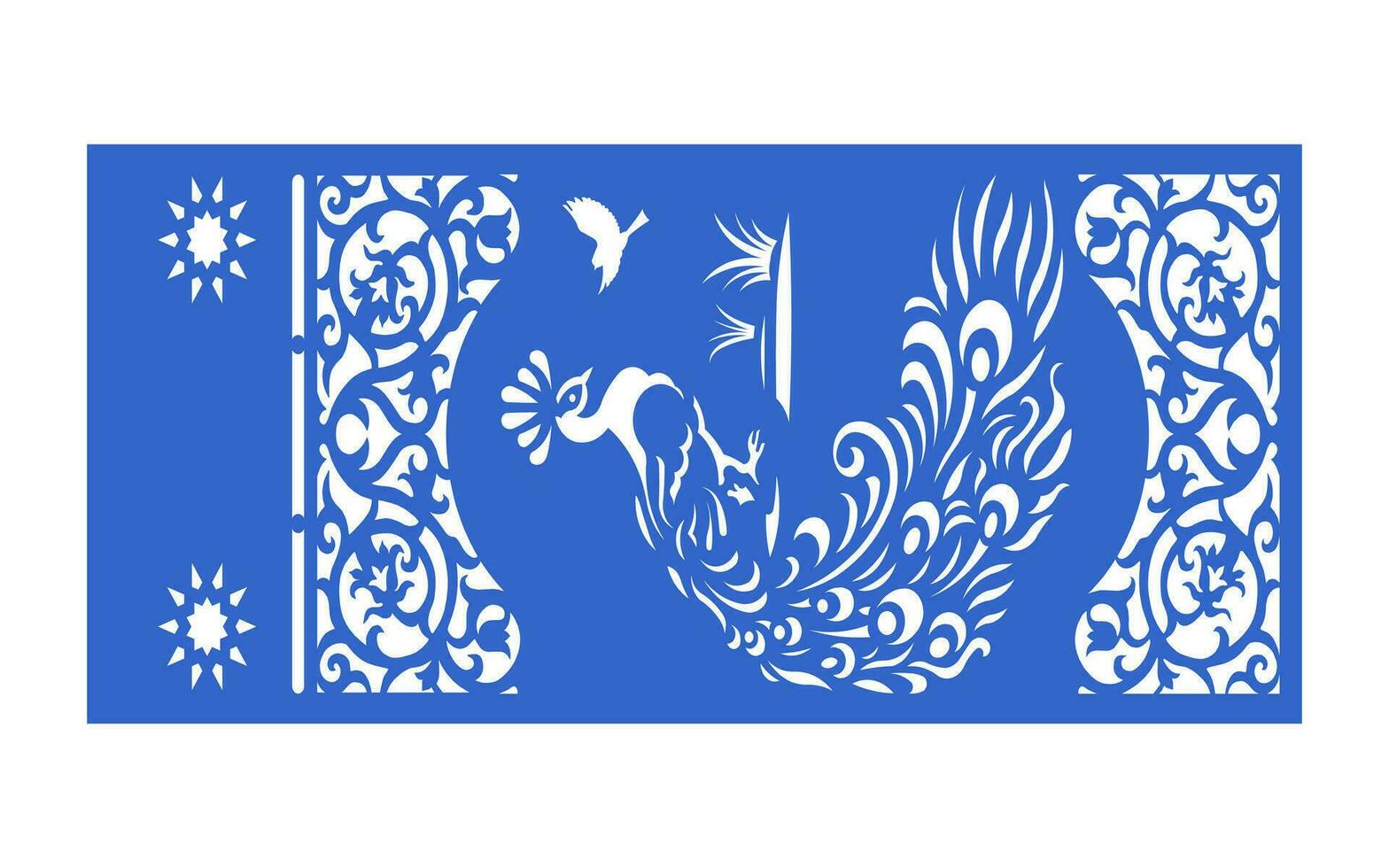 Decorative blue patterns, Islamic, floral and geometric template for cnc laser cutting vector