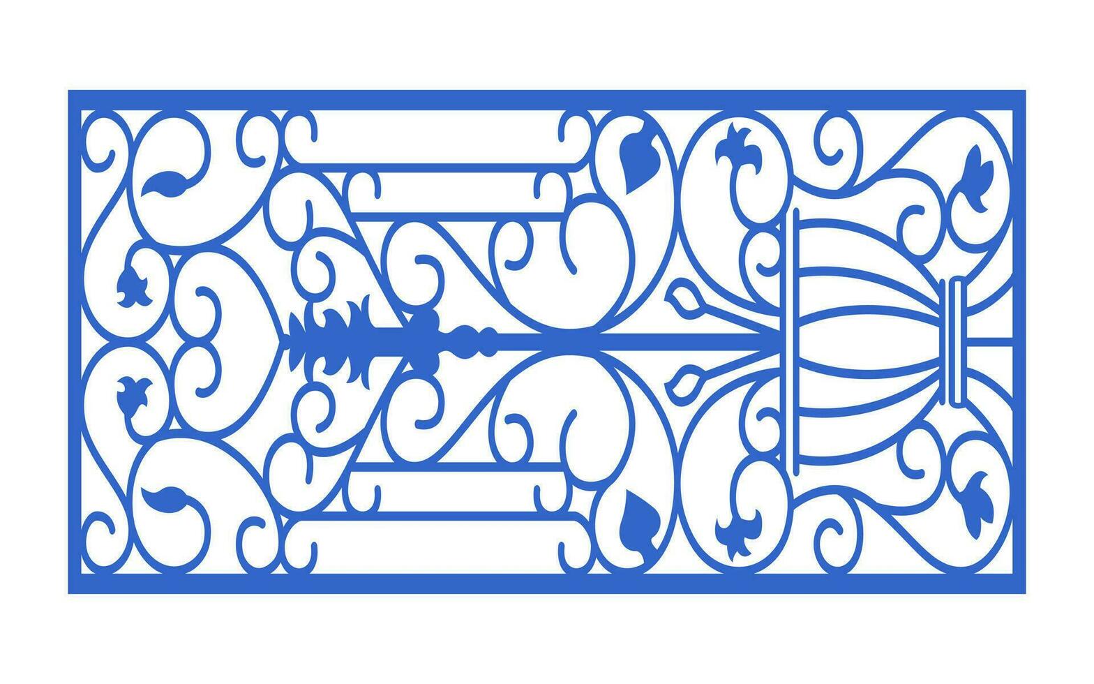 Decorative blue patterns, Islamic, floral and geometric template for cnc laser cutting vector