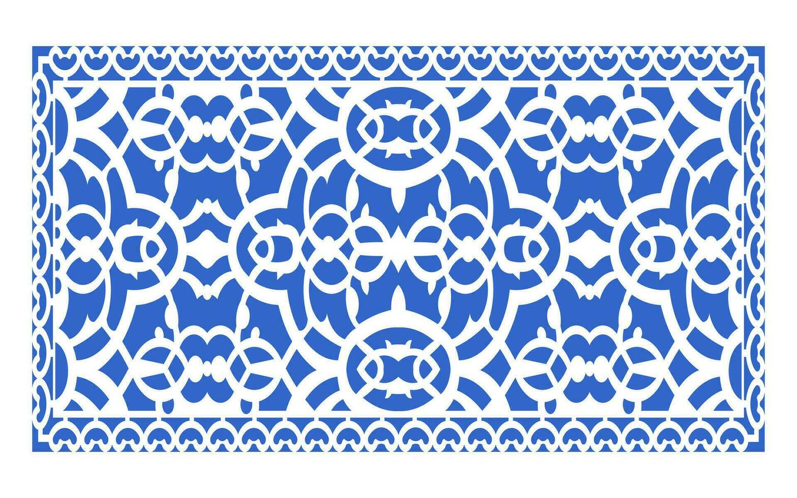 Decorative blue patterns, Islamic, floral and geometric template for cnc laser cutting vector