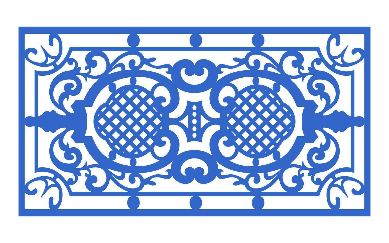 Decorative blue patterns, Islamic, floral and geometric template for cnc laser cutting vector