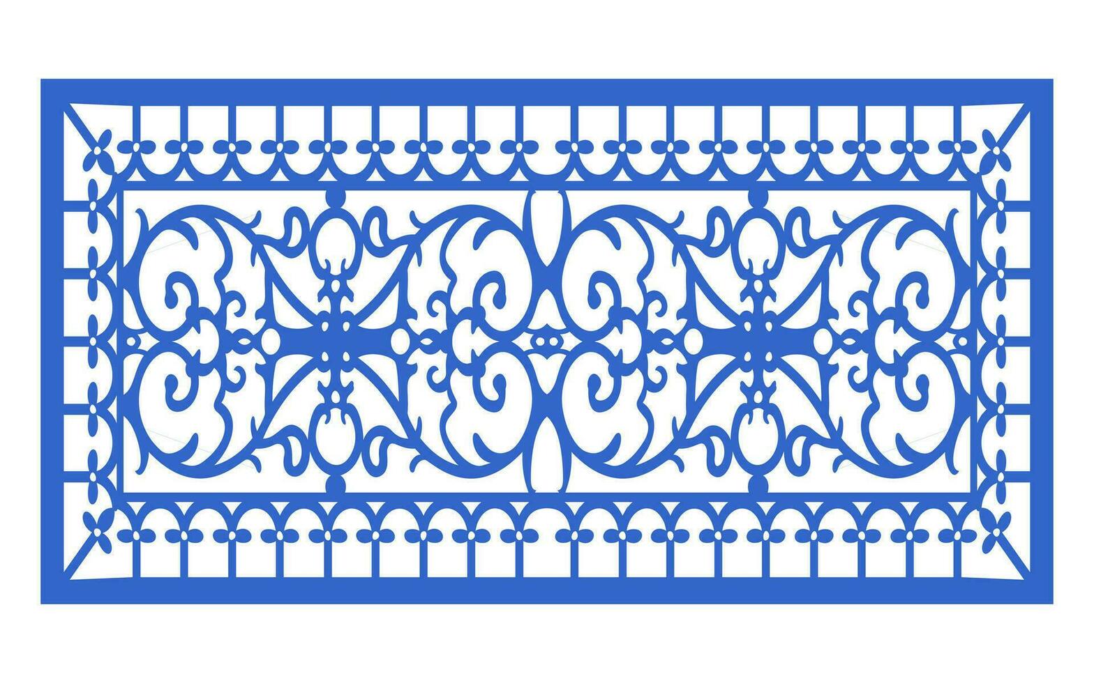 Decorative blue patterns, Islamic, floral and geometric template for cnc laser cutting vector