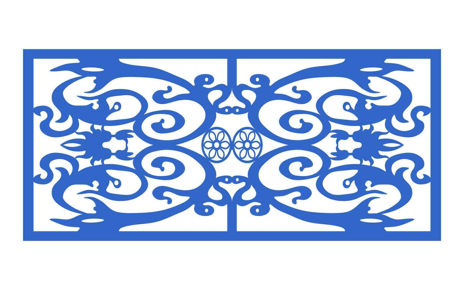 Decorative blue patterns, Islamic, floral and geometric template for cnc laser cutting vector